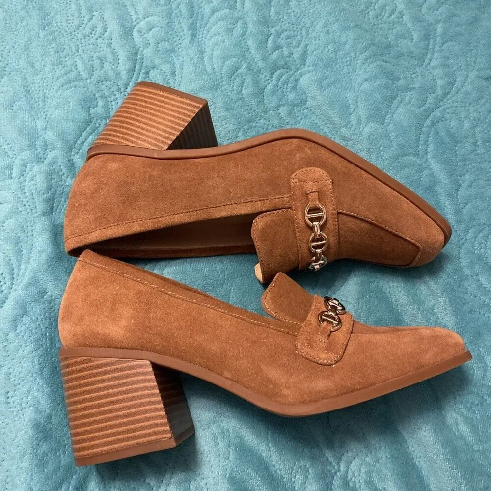 Alex Marie Women's Farin Loafer Pilgrim Heels , Shoes Brown Leather Suede Sz 8.5 - Picture 9 of 16